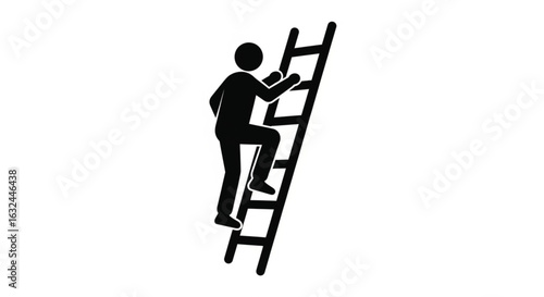  Man climbing ladder towards success and achievement