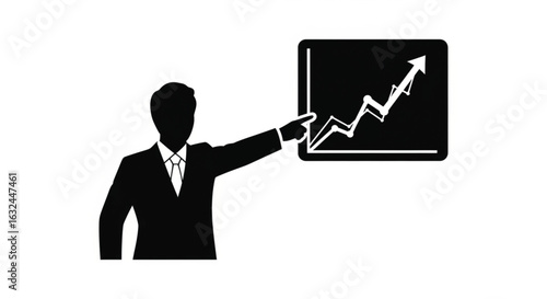 Businessman Presenting Graph with Growth Arrow