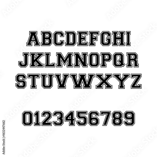 Classic Collegiate Sports Font Alphabet and Numbers