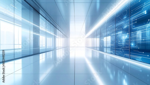 Wallpaper Mural Realistic HD abstract background for business and technology themes, gradient blue and silver tones, soft circuit-inspired patterns and smooth glass textures, minimal futuristic layout with central ne Torontodigital.ca