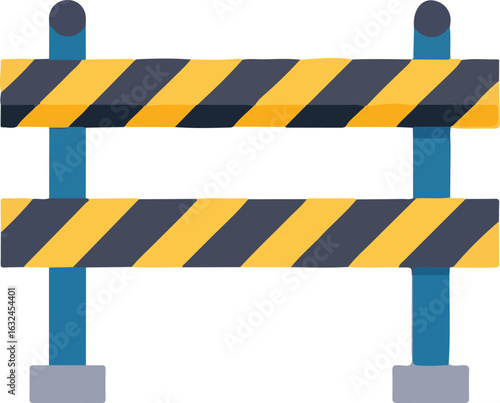 Construction Barrier: A yellow and black striped construction barrier stands as a symbol of safety and caution in the context of infrastructure and public works projects.