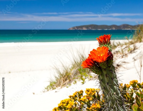 Wallpaper Mural Coastal cactus blossoms on a pristine beach Torontodigital.ca