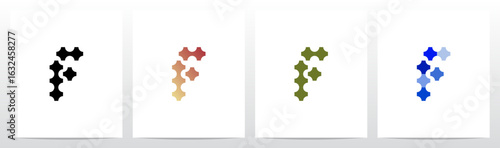 Plus Thick Symbol Interconnected Attached Letter Initial Logo Design F