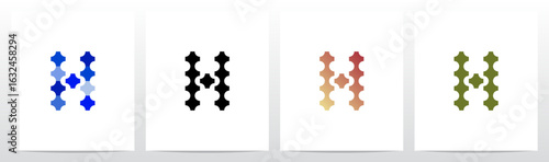Plus Thick Symbol Interconnected Attached Letter Initial Logo Design H
