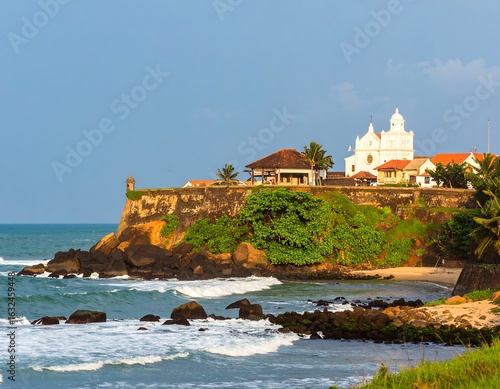 Coastal fort with church