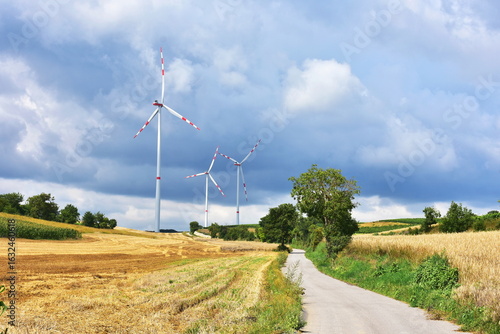 charming landscape of Lower Austria with hundrets of wind power plants
