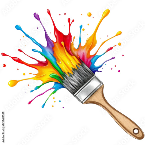 Paintbrush with splashes of paint