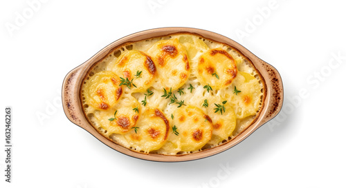 Delicious Potato Gratin Baked in a Ceramic Dish