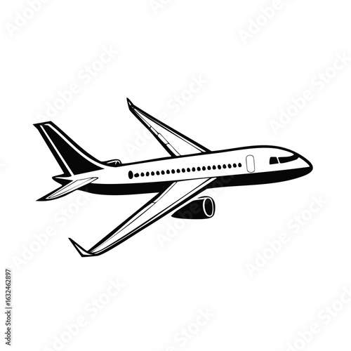 Sleek jetliner in flight with wings extended and engines visible a classic aviation illustration