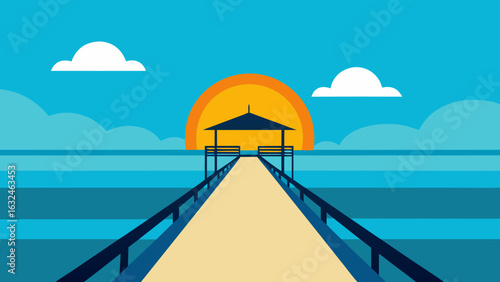 pier stretching sunlit ocean view