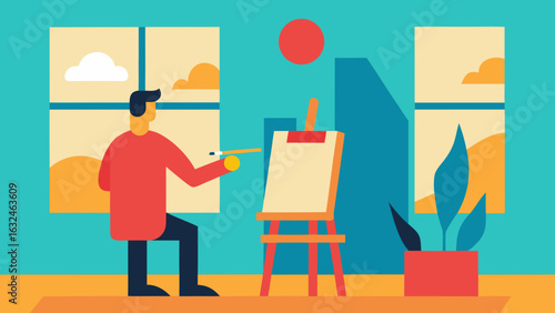 artist painting sun drenched studio window