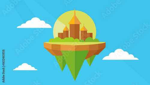 fantasy floating island sunlight
