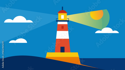 lighthouse glowing sunny coastal sky