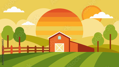 peaceful farm morning sunshine