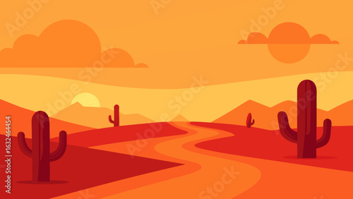 radiant desert cacti long shadows