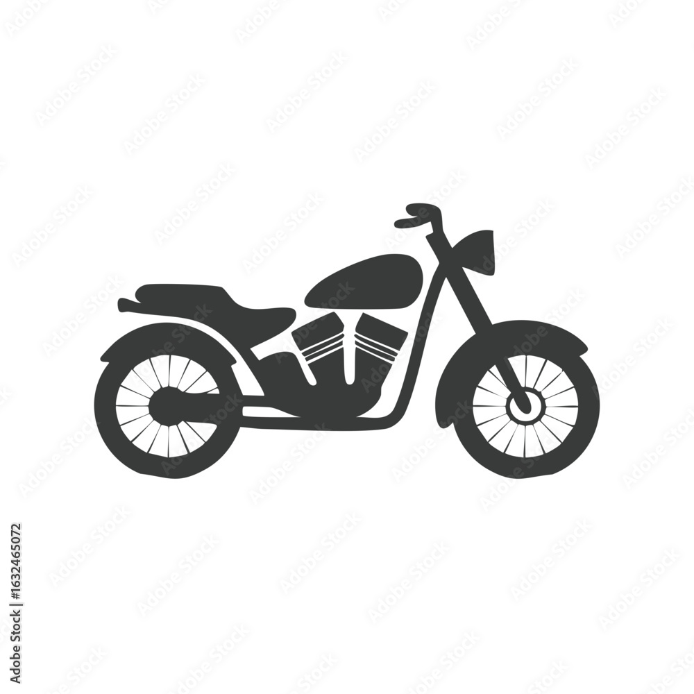 Fototapeta premium Motorcycle Silhouette on White: Chopper Style Bike Vector Graphic