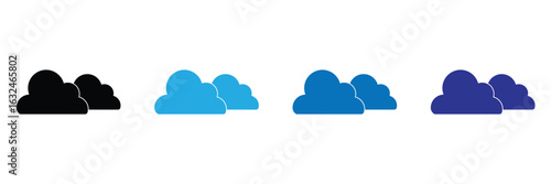 Cloud icons vector pack in black and blue colors .Vector illustration . in eps 10 .