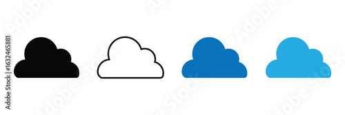 Cloud icons vector pack in black and blue colors .Vector illustration . in eps 10 .