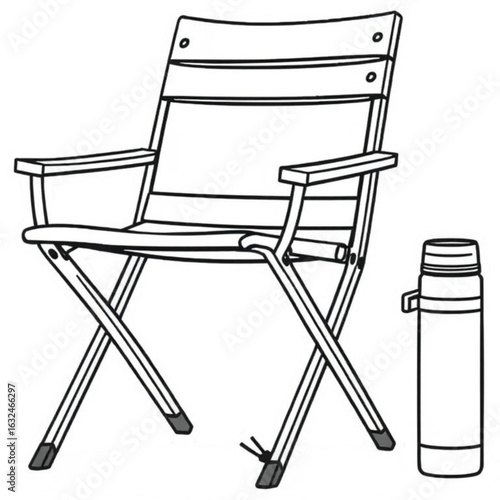 Stadium folding chair + coffee thermos