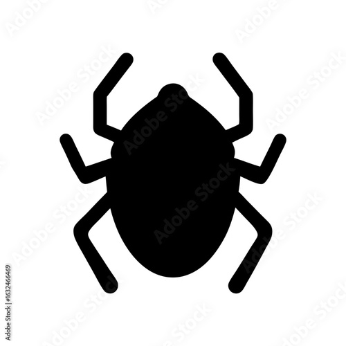 Vector graphic depicting a tick or similar parasitic insect in silhouette