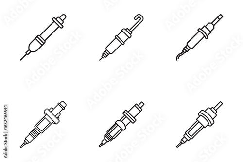 Spark Plugs Line Art Illustration Automotive Ignition Parts for Engine Performance and Vehicle Maintenance