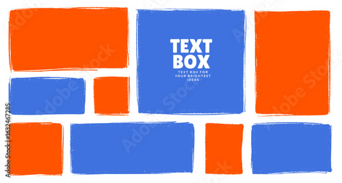 Playful Irregular Text Box Frame Vector Set in Crayon Style. Colorful Doodle Border Shapes with Wavy Edges