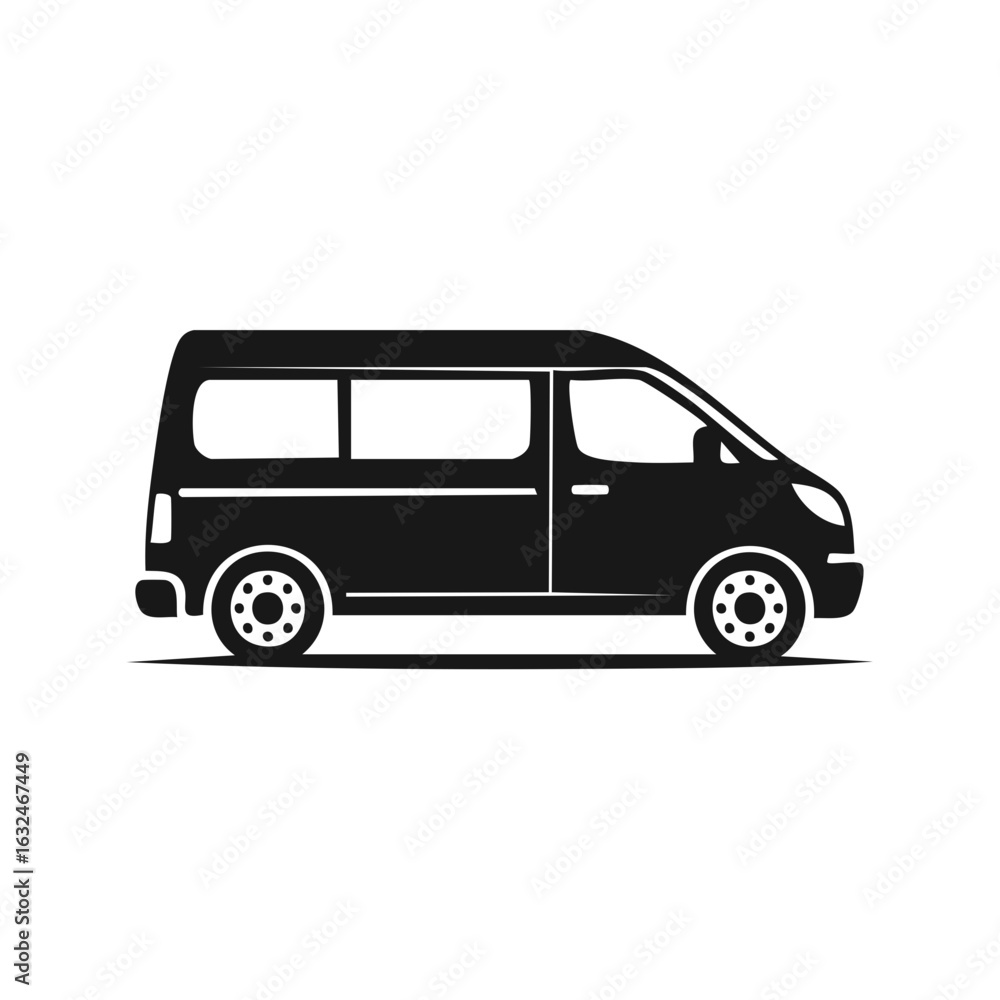 Black and White Minivan Silhouette Vehicle Transportation Automotive Transport Black and White Minivan Silhouette Vehicle Transportation Automotive Transport