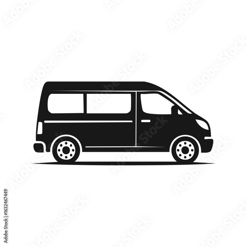 Black and White Minivan Silhouette Vehicle Transportation Automotive Transport