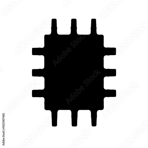 Abstract geometric design with protruding shapes, resembling a dark object silhouette