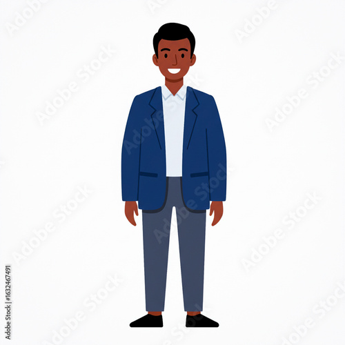 Stylized vector illustration of young professional man in blazer on white background