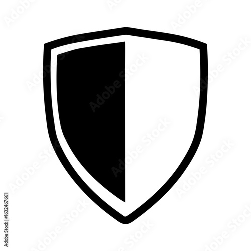 Black and white shield divided vertically representing contrast and symmetry Free Download Black and white shield divided vertically representing contrast and symmetry - GFXLoad