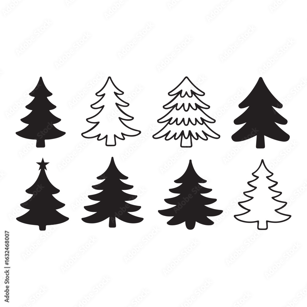 Fototapeta premium Christmas tree Silhouette Vector Illustration Design