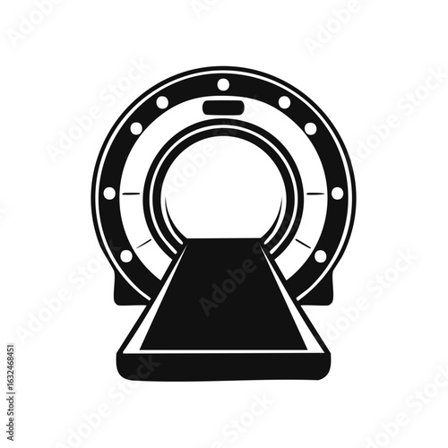 Simple silhouette icon of a medical MRI scanner machine for diagnostic imaging in healthcare