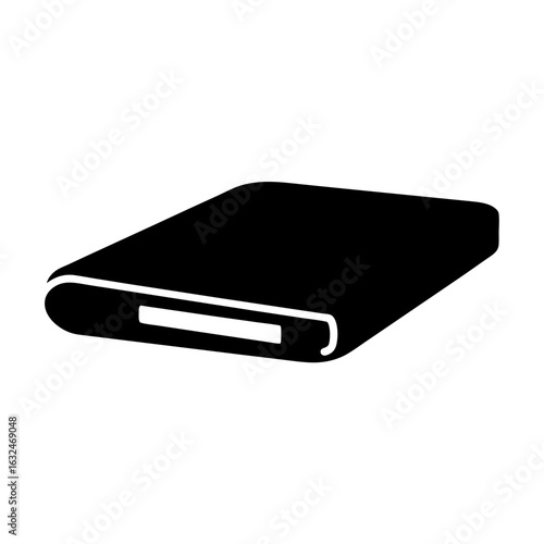 Simplified graphical representation of a folded black blanket or towel on white