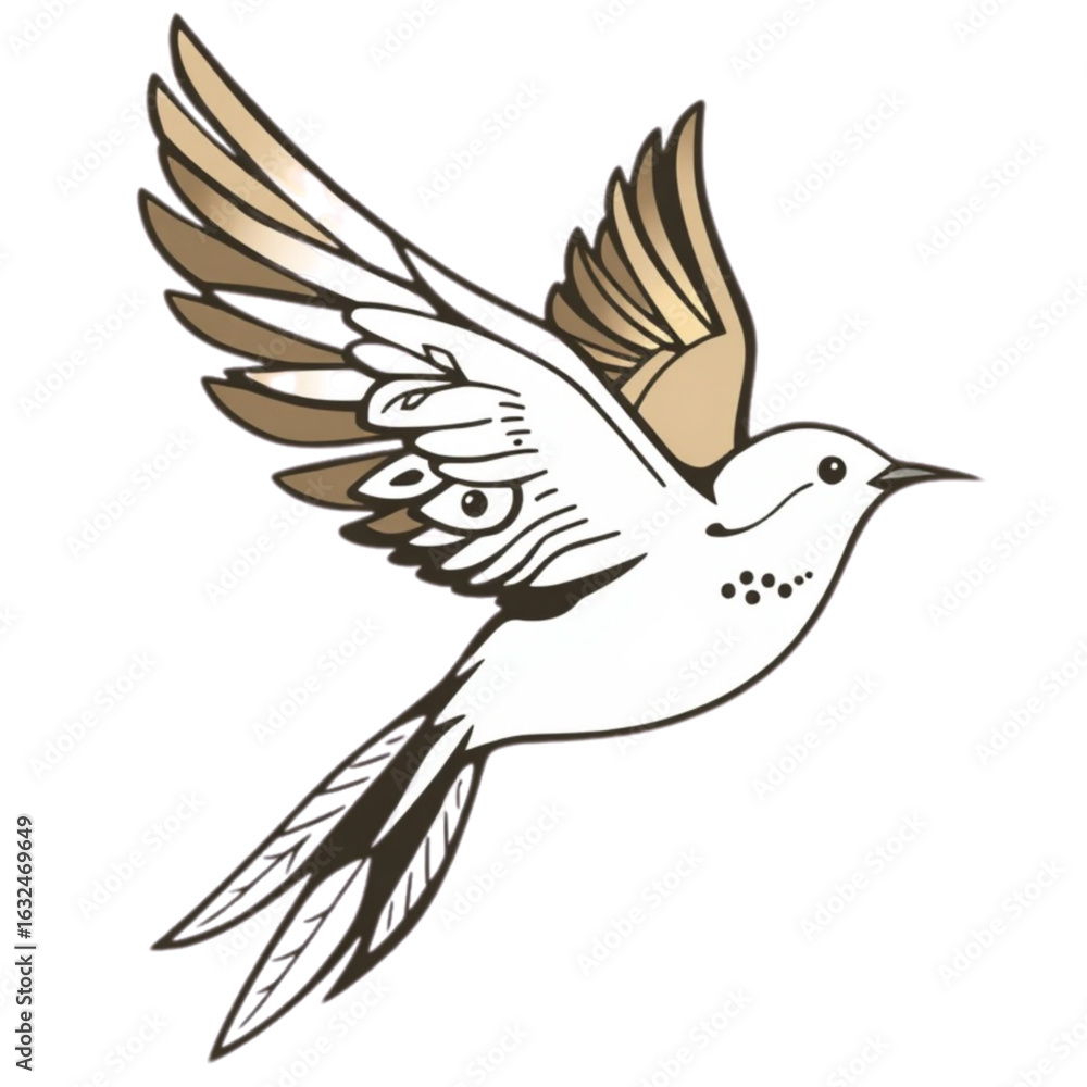 Obraz premium Flying bird with boho feathers