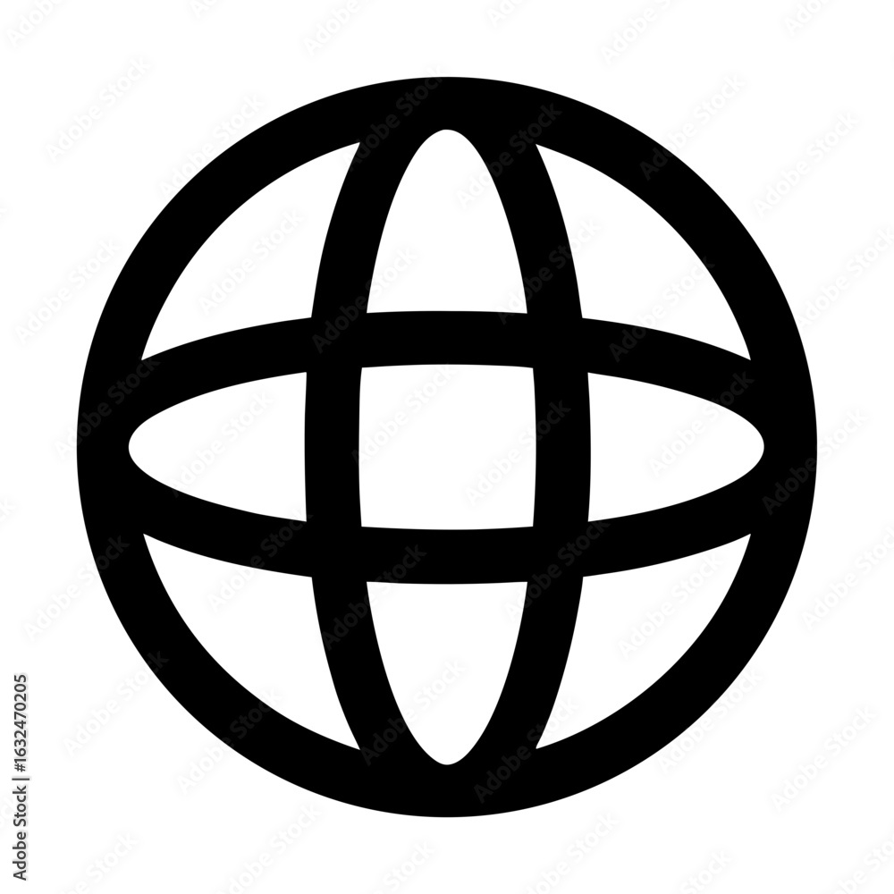 Globe icon represents global connectivity, international reach, or a worldwide network Globe icon represents global connectivity, international reach, or a worldwide network