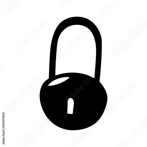 Black cartoon style padlock with keyhole showing a simple and secure design