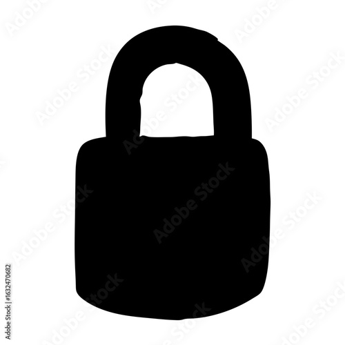 Black silhouette of a closed padlock with a thick shackle curve