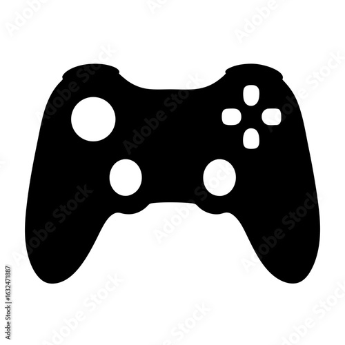 Gaming Console Controller Silhouette with Directional Pad and Buttons Illustration