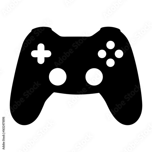 Isolated black vector illustration of a generic console game controller for electronic gaming