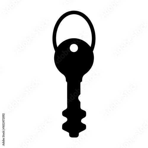 Simple black and white illustration of an old fashioned skeleton key