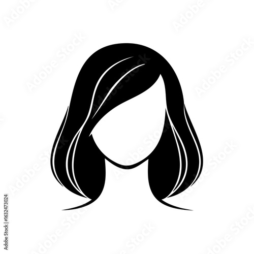 Woman Hairstyle Silhouette, Shoulder Length Haircut, Fashion Female Avatar
