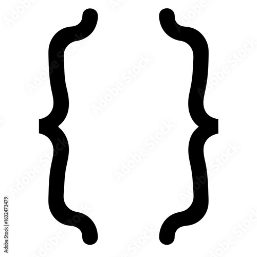 Isolated image of curly brackets with a white fill representing enclosure