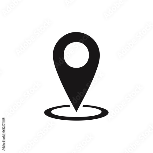 Simple black location pin icon for map navigation and destination