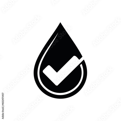 Water Drop Approved Checkmark Icon. Symbolizing Certification, Validation, and Quality Assurance in Pure Liquid Form