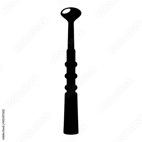 Simple silhouette image of a musical instrument resembling a clarinet