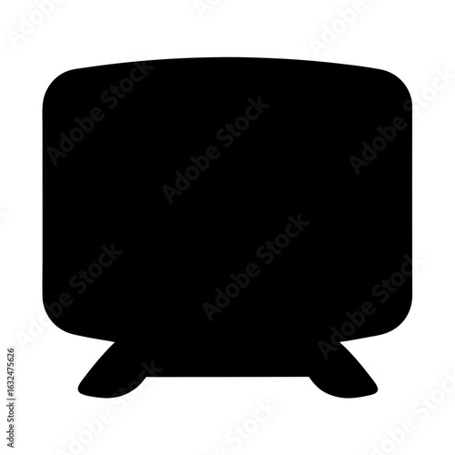 Silhouette of an oldfashioned television set against a white background