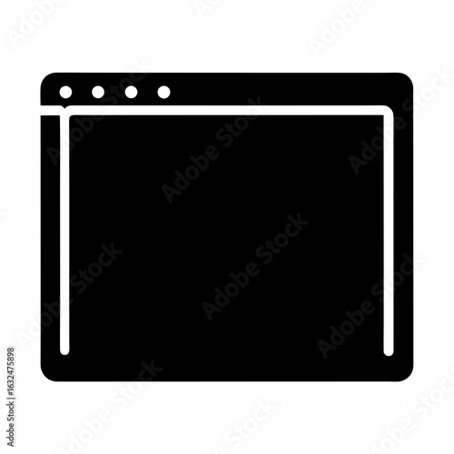 Black and white image of a simplified computer window with rounded corners