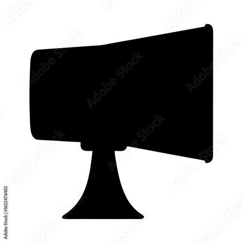 Silhouette of an oldfashioned television set with a stand, a relic of the past
