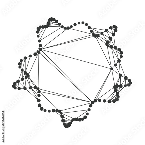 Modern abstract donut shape formed by connected dots and lines, ideal for technology, science, or data visualization concepts, isolated on white background vector illustration